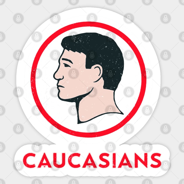 Caucasians Funny Vintage Caucasians Sticker by masterpiecesai